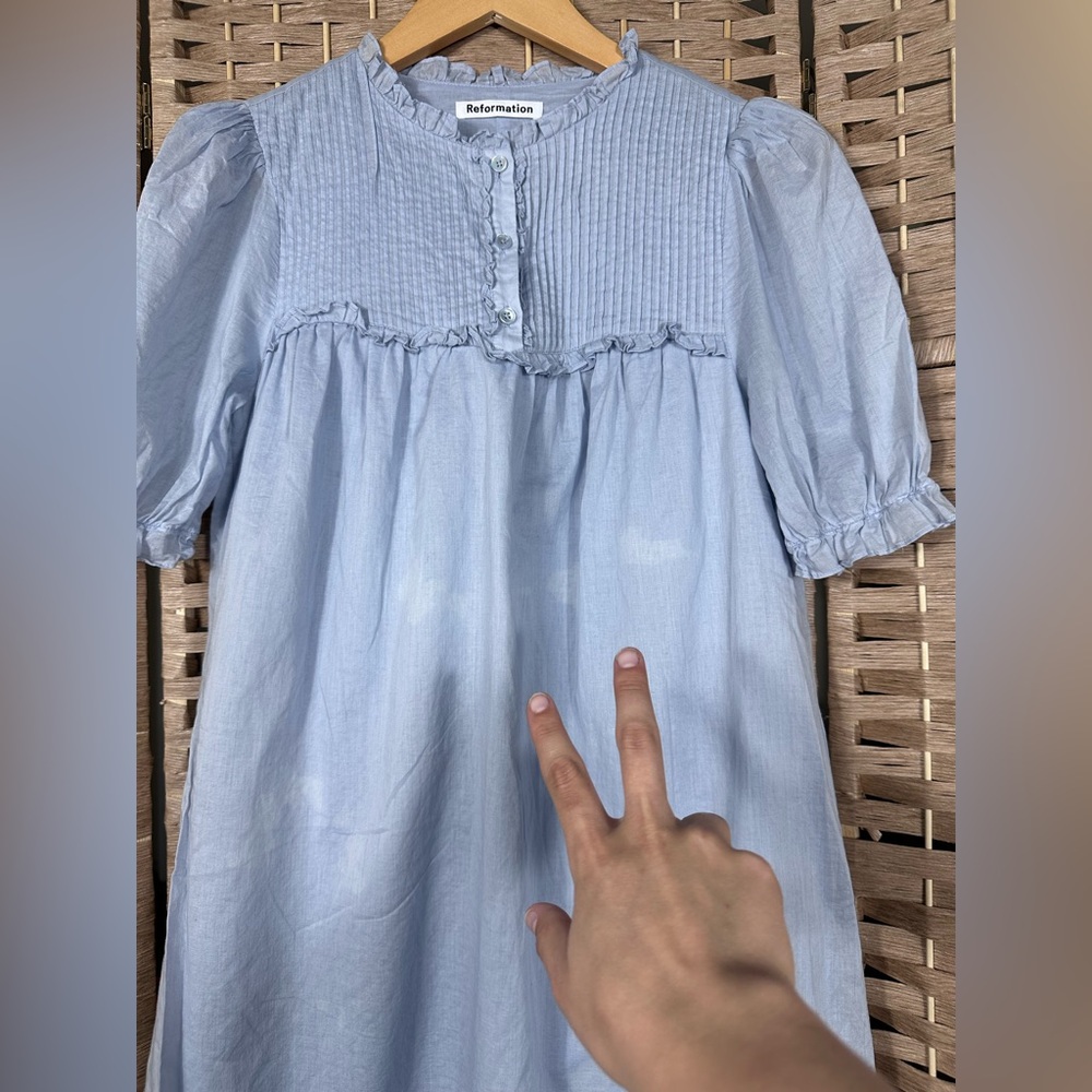 Reformation Light Blue Folly Dress *FLAWED* - Size Small - Picture 5 of 13